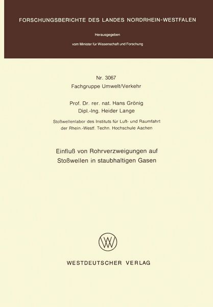 Produktbild: Einflu&szlig; von Rohrverzweigungen auf Sto&szlig;wellen in staubhaltigen Gasen