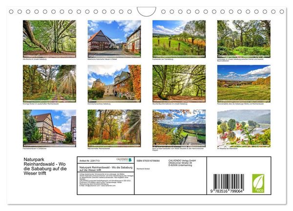 Produktbild: Naturpark Reinhardswald - Wo die Sababurg auf die Weser trifft (Wandkalender 2027 DIN A4 quer), CALVENDO Monatskalender