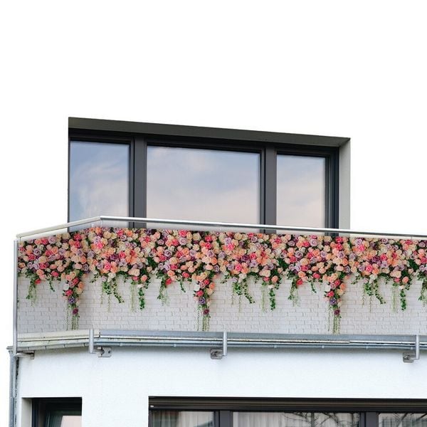 Produktbild: Balkon-Sichtschutz Mod. Rosen, 5 m, UV- und witterungsbest&auml;ndig