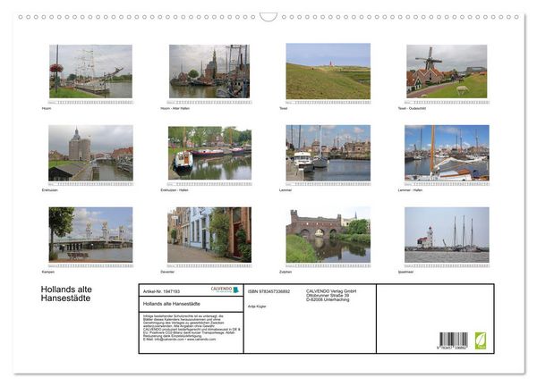 Produktbild: Hollands alte Hansest&auml;dte (Wandkalender 2026 DIN A2 quer), CALVENDO Monatskalender