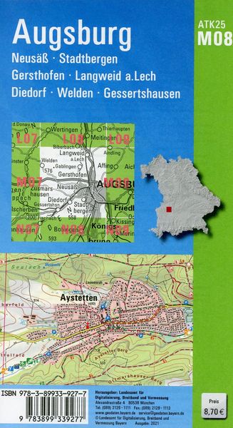 Produktbild: ATK25-M08 Augsburg (Amtliche Topographische Karte 1:25000)