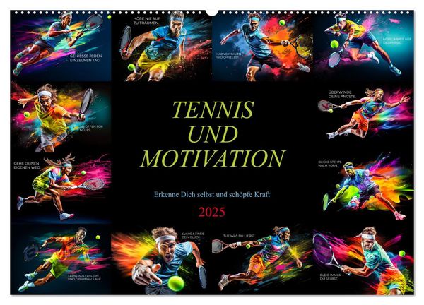 Tennis und Motivation (Wandkalender 2025 DIN A2 quer), CALVENDO Monatskalender