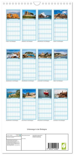 Produktbild: Familienplaner 2026 - Unterwegs in der Bretagne mit 5 Spalten (Wandkalender, 21 x 45 cm) CALVENDO
