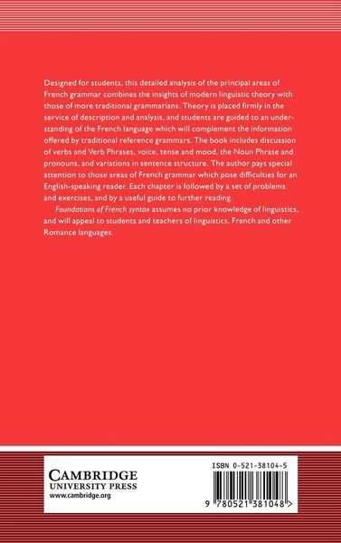 Produktbild: Foundations of French Syntax
