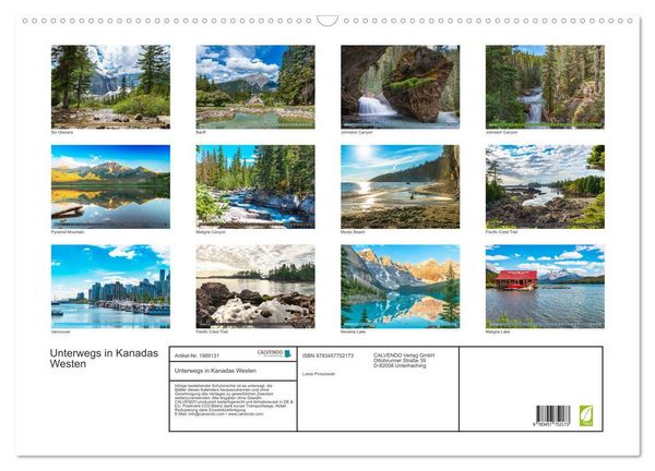 Produktbild: Unterwegs in Kanadas Westen (Wandkalender 2026 DIN A2 quer), CALVENDO Monatskalender