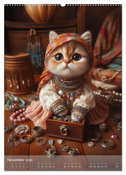 Produktbild: Katzen im Boho-Look - Ein Jahr voller Vielfalt und Charme mit niedlichen Samtpfoten (Wandkalender 2026 DIN A2 hoch), CALVENDO Monatskalender