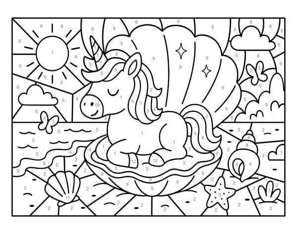 Produktbild: Malen nach Zahlen Einhorn Malbuch f&uuml;r Kinder ab 5&ndash;7 Jahren