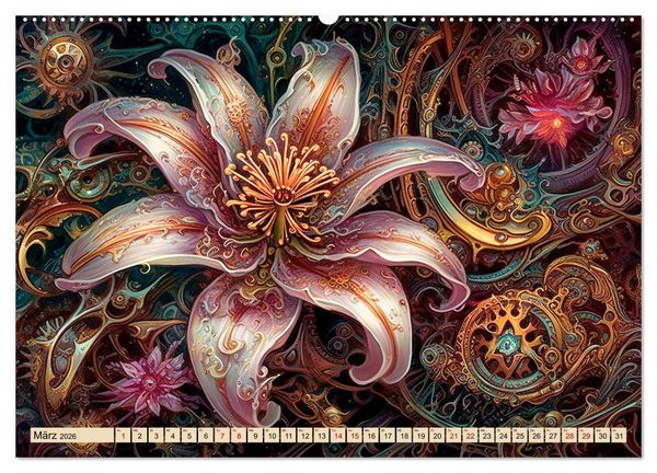 Produktbild: Floraler Steampunk (hochwertiger Premium Wandkalender 2026 DIN A2 quer), Kunstdruck in Hochglanz