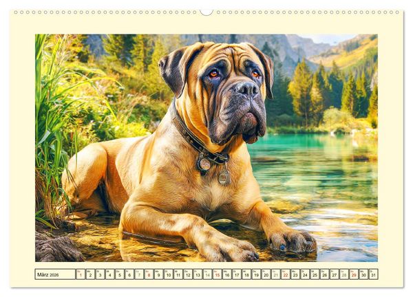 Produktbild: Bullmastiff im Portr&auml;t. Kraftvolle Hunde mit sanftem Wesen (Wandkalender 2026 DIN A2 quer), CALVENDO Monatskalender