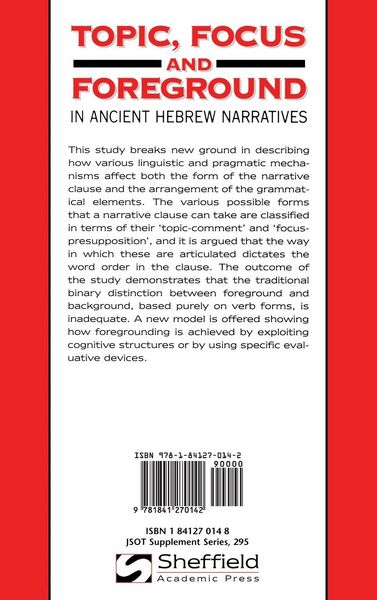 Produktbild: Topic, Focus and Foreground in Ancient Hebrew Narratives
