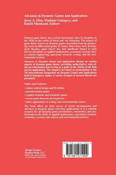 Produktbild: Advances in Dynamic Games and Applications