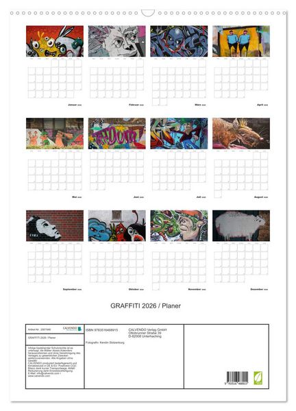 Produktbild: GRAFFITI 2026 / Planer (Wandkalender 2026 DIN A2 hoch), CALVENDO Monatskalender