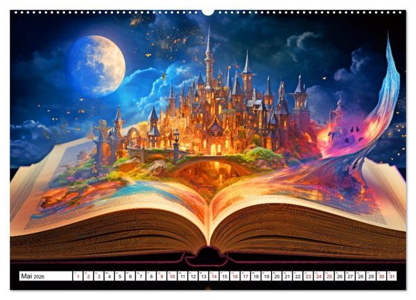 Produktbild: Mystische Welten - Mit B&uuml;chern die Grenzen der Phantasie erweitern (hochwertiger Premium Wandkalender 2026 DIN A2 quer), Kunstdruck in Hochglanz