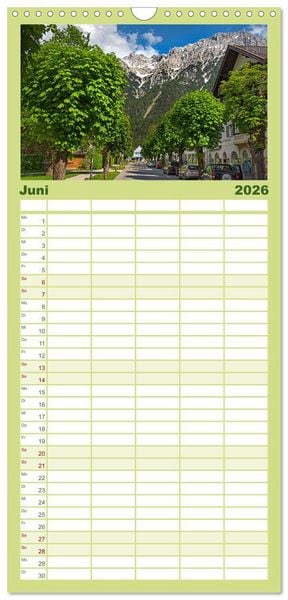 Produktbild: Familienplaner 2026 - Mittenwald - Perle des Werdenfelser Landes mit 5 Spalten (Wandkalender, 21 x 45 cm) CALVENDO