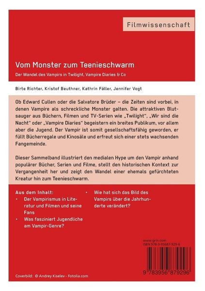 Produktbild: Vom Monster zum Teenieschwarm: Der Wandel des Vampirs in "Twilight", "Vampire Diaries" & Co
