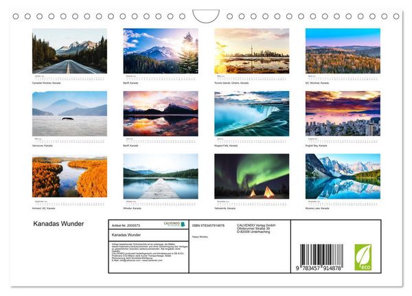Produktbild: Kanadas Wunder (Wandkalender 2026 DIN A4 quer), CALVENDO Monatskalender