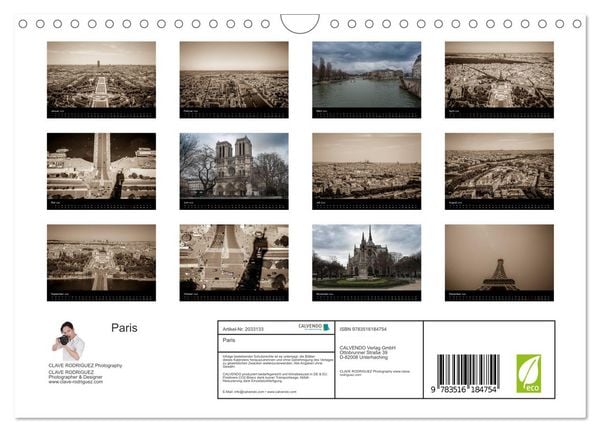 Produktbild: Paris (Wandkalender 2026 DIN A4 quer), CALVENDO Monatskalender