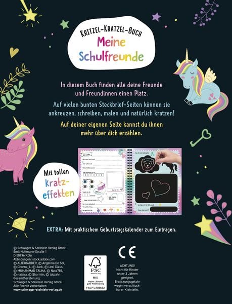 Produktbild: Kritzel-Kratzel-Buch Meine Schulfreunde (Einh&ouml;rner)