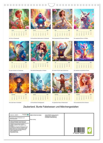 Produktbild: Zauberland. Bunte Fabelwesen und M&auml;rchengestalten (Wandkalender 2026 DIN A3 hoch), CALVENDO Monatskalender