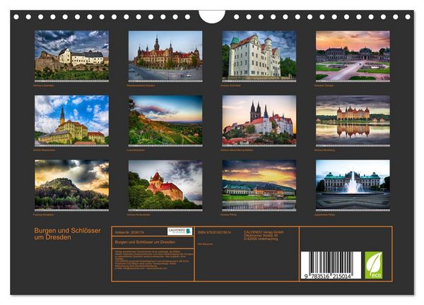 Produktbild: Burgen und Schl&ouml;sser um Dresden (Wandkalender 2026 DIN A4 quer), CALVENDO Monatskalender