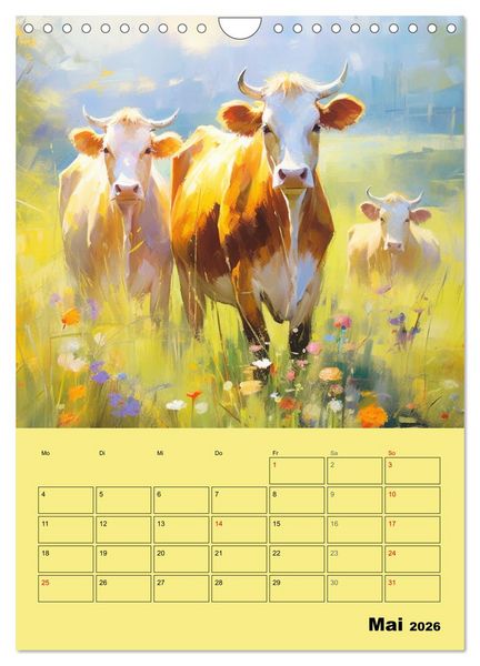 Produktbild: Zauberhafte K&uuml;he. Duftige Aquarelle von tollen Tieren (Wandkalender 2026 DIN A4 hoch), CALVENDO Monatskalender