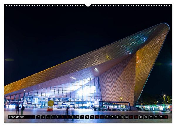 Produktbild: Rotterdam bei Nacht (hochwertiger Premium Wandkalender 2026 DIN A2 quer), Kunstdruck in Hochglanz