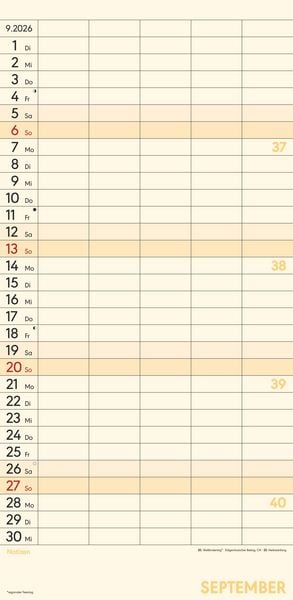 Produktbild: Superplaner L 2026 5 Spalten - Familien-Timer 22x45 cm - Offset-Papier - mit Ferienterminen - Wand-Planer - Familienkalender - Alpha Edition