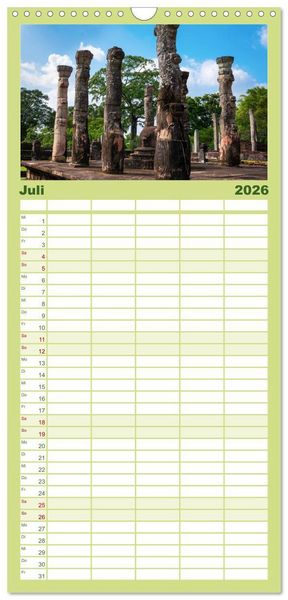 Produktbild: Familienplaner 2026 - Sri Lanka mit 5 Spalten (Wandkalender, 21 x 45 cm) CALVENDO