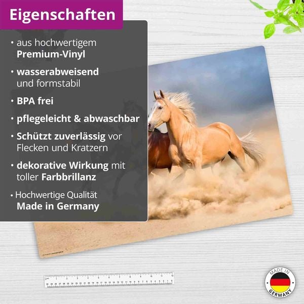Produktbild: Cover-your-desk Schreibtischunterlage f&uuml;r Kinder und Erwachsene Drei Pferde, aus hochwertigem Vinyl , 60 x 40 cm