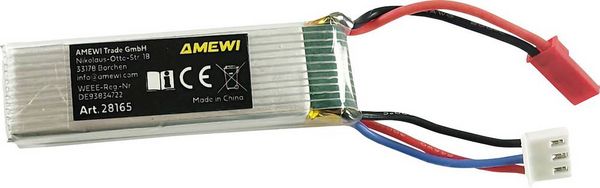 Produktbild: Amewi Modellbau-Akkupack (LiPo) 7.4V 600 mAh Zellen-Zahl: 2 Softcase JST