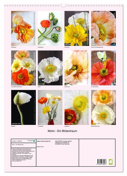 Produktbild: Mohn - Ein Bl&uuml;tentraum (Wandkalender 2026 DIN A2 hoch), CALVENDO Monatskalender
