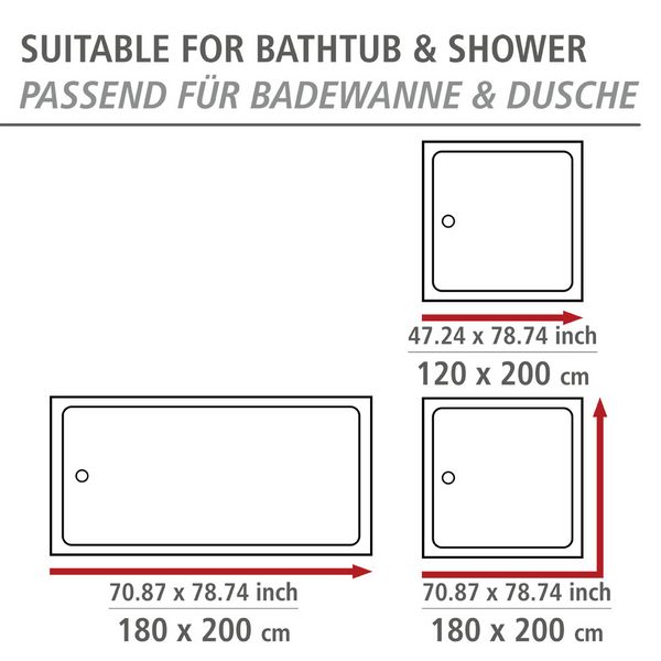 Produktbild: Duschvorhang Mod. Yak, Textil (Polyester), 180 x 200 cm, waschbar