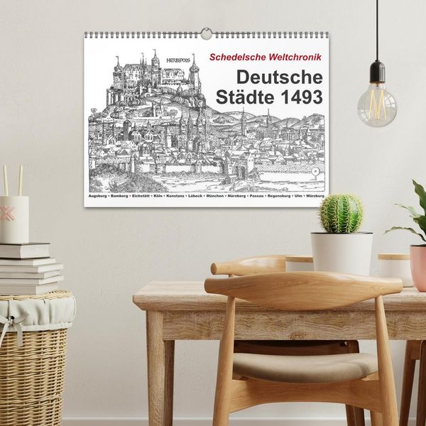 Produktbild: Schedelsche Weltchronik Deutsche St&auml;dte 1493 (Wandkalender 2026 DIN A3 quer), CALVENDO Monatskalender