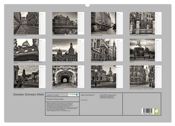 Produktbild: Dresden Schwarz-Wei&szlig; (Wandkalender 2026 DIN A2 quer), CALVENDO Monatskalender