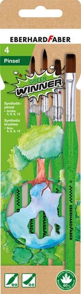 Produktbild: EBERHARD FABER Set Synthetik Green Winner Rundpinsel/Flachpinsel Gr&ouml;&szlig;e 4/6/8/12 4 Teile