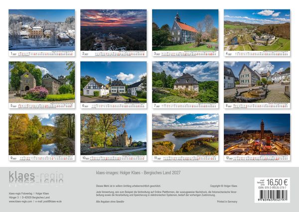 Produktbild: Bergisches Land 2027 Bildkalender A3 quer, spiralgebunden