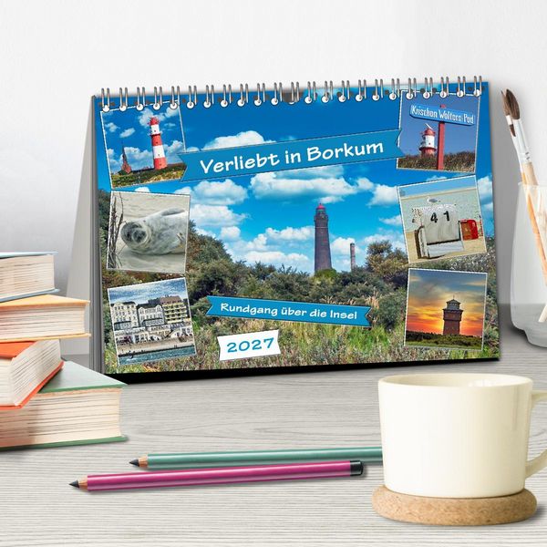 Produktbild: Verliebt in Borkum (Tischkalender 2027 DIN A5 quer), CALVENDO Monatskalender