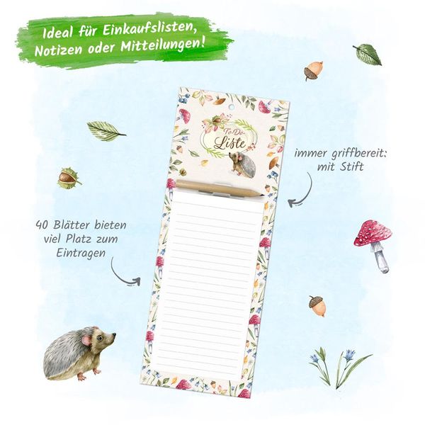 Produktbild: Tr&ouml;tsch Notizblock mit Stift und Magnet Waldidylle