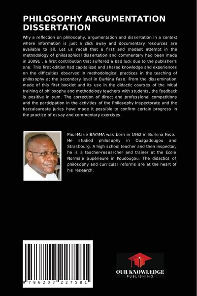 Produktbild: PHILOSOPHY ARGUMENTATION DISSERTATION