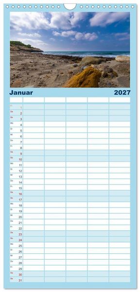 Produktbild: Familienplaner 2027 - Menorca - die kleine Schwester von Mallorca mit 5 Spalten (Wandkalender, 21 x 45 cm) CALVENDO