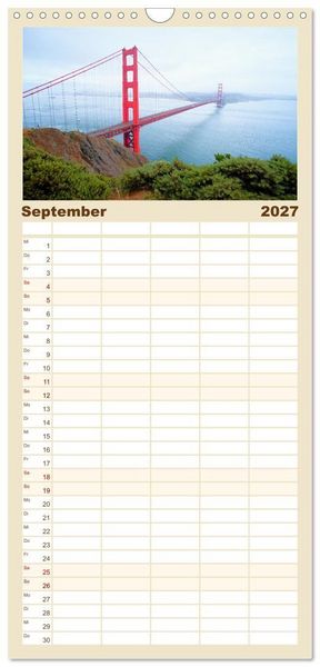 Produktbild: Familienplaner 2027 - Naturwunder und Nationalparks der amerikanischen Westk&uuml;ste mit 5 Spalten (Wandkalender, 21 x 45 cm) CALVENDO