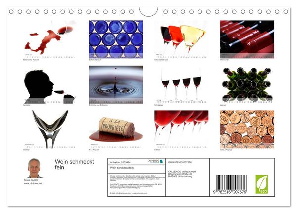 Produktbild: Wein schmeckt fein (Wandkalender 2026 DIN A4 quer), CALVENDO Monatskalender