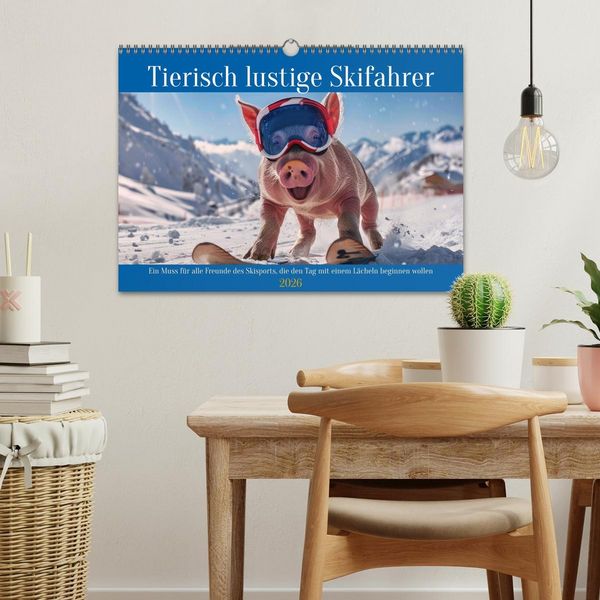 Produktbild: Tierisch lustige Skifahrer (Wandkalender 2026 DIN A3 quer), CALVENDO Monatskalender