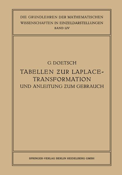 Produktbild: Tabellen zur Laplace-Transformation und Anleitung zum Gebrauch