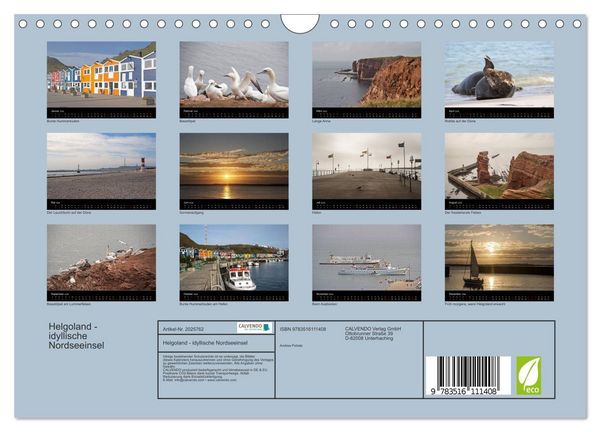 Produktbild: Helgoland - idyllische Nordseeinsel (Wandkalender 2026 DIN A4 quer), CALVENDO Monatskalender
