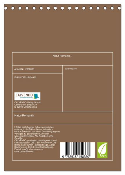 Produktbild: Natur-Romantik (Tischkalender 2026 DIN A5 hoch), CALVENDO Monatskalender