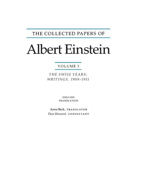 Produktbild: The Collected Papers of Albert Einstein, Volume 3 (English)