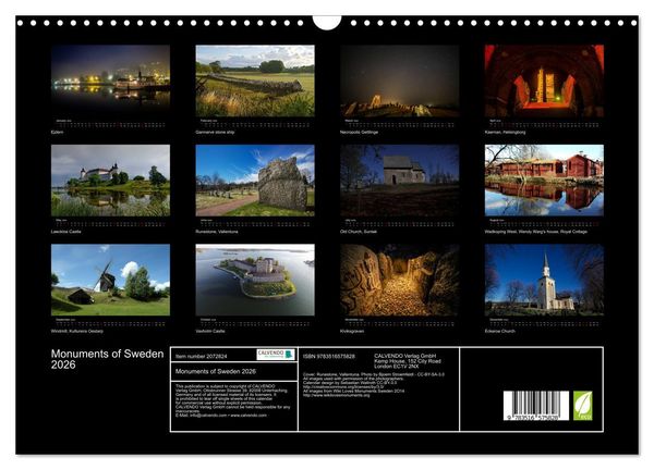 Produktbild: Monuments of Sweden 2026 (Wall Calendar 2026 DIN A3 landscape), CALVENDO 12 Month Wall Calendar