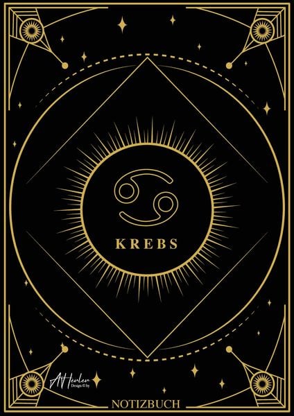 Produktbild: Edles Notizbuch Sternzeichen Krebs | Designed by Alfred Herler