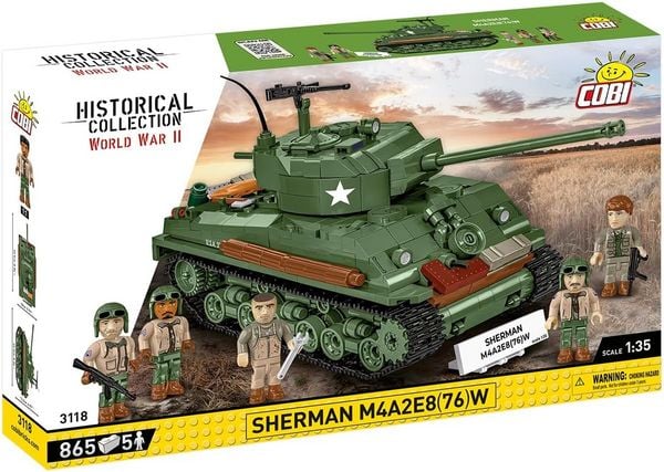 COBI Historical Collection 3118 - Sherman M4A2E8(76)W, WWII, Bausatz 1:35, 865+5 Klemmbausteine